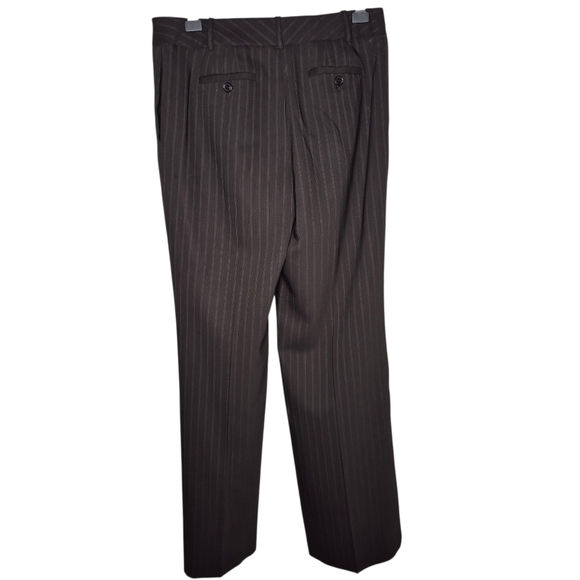 Ann Taylor Brown Pinstripe Wool Blend Dress Pants Size 4 - Picture 4 of 7